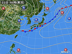 実況天気図(2023年09月22日)