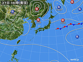 実況天気図(2023年09月27日)