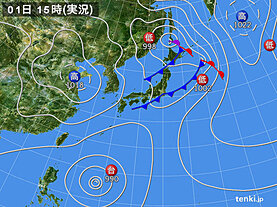 実況天気図(2023年10月01日)