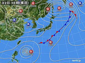 実況天気図(2023年10月02日)
