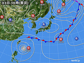 実況天気図(2023年10月03日)