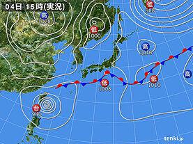 実況天気図(2023年10月04日)