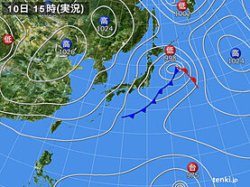 実況天気図(2023年10月10日)