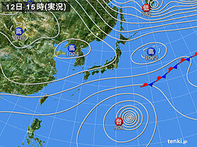実況天気図(2023年10月12日)