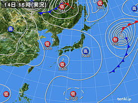 実況天気図(2023年10月14日)
