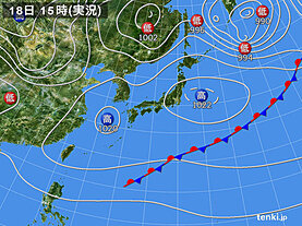 実況天気図(2023年10月18日)