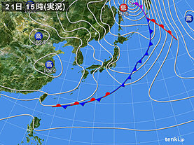 実況天気図(2023年10月21日)