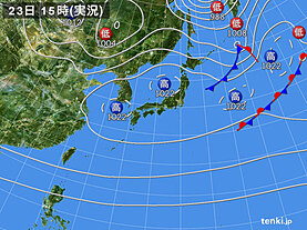 実況天気図(2023年10月23日)