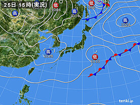 実況天気図(2023年10月25日)