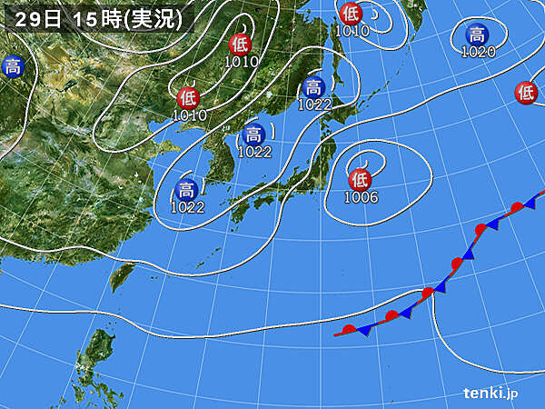 実況天気図(2023年10月29日)