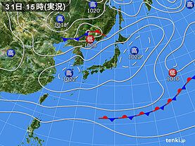 実況天気図(2023年10月31日)
