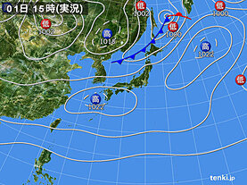 実況天気図(2023年11月01日)