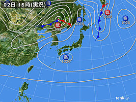 実況天気図(2023年11月02日)