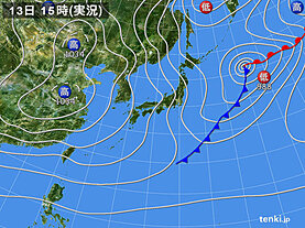 実況天気図(2023年11月13日)