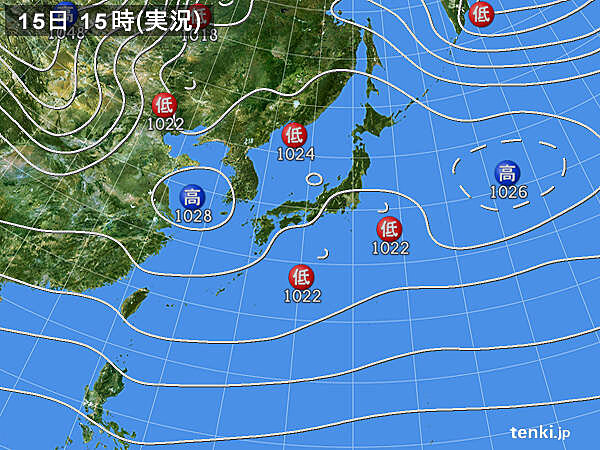 実況天気図(2023年11月15日)