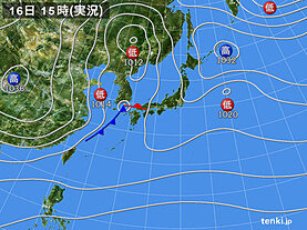実況天気図(2023年11月16日)