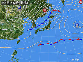 実況天気図(2023年11月23日)