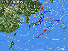 実況天気図(2023年11月28日)