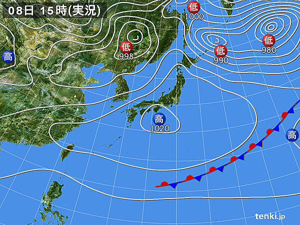 実況天気図(2023年12月08日)