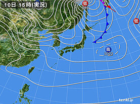 実況天気図(2023年12月10日)