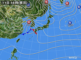 実況天気図(2023年12月11日)