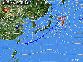 実況天気図(2023年12月12日)
