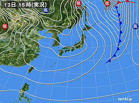 実況天気図(2023年12月13日)