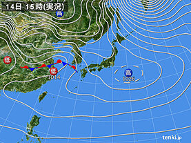 実況天気図(2023年12月14日)
