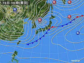 実況天気図(2023年12月16日)