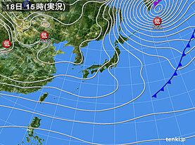 実況天気図(2023年12月18日)
