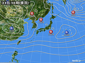 実況天気図(2023年12月24日)