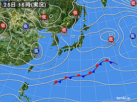 実況天気図(2023年12月25日)