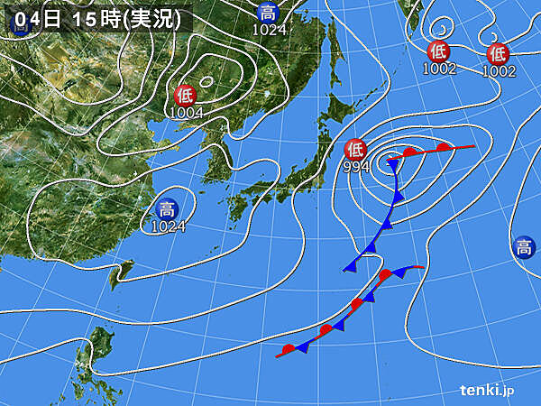 実況天気図(2024年01月04日)