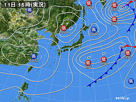 実況天気図(2024年01月11日)