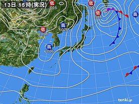 実況天気図(2024年01月13日)