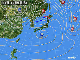 実況天気図(2024年01月14日)