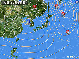 実況天気図(2024年01月16日)