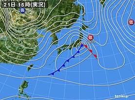 実況天気図(2024年01月21日)