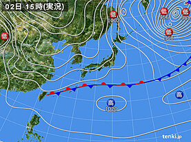 実況天気図(2024年02月02日)