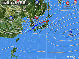 実況天気図(2024年02月15日)