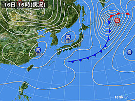 実況天気図(2024年02月16日)