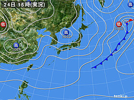 実況天気図(2024年02月24日)