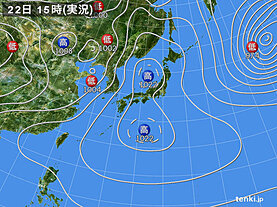 実況天気図(2024年03月22日)