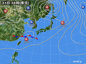 実況天気図(2024年03月31日)