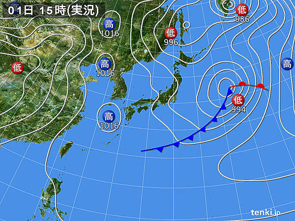 実況天気図(2024年04月01日)