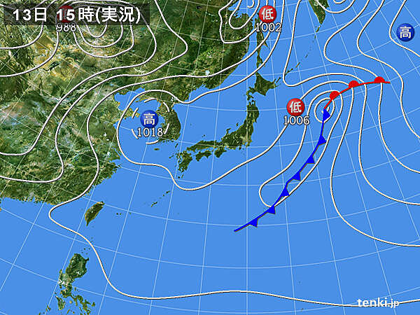 実況天気図(2024年04月13日)