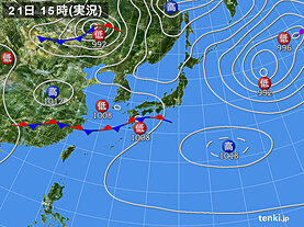 実況天気図(2024年04月21日)