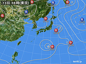 実況天気図(2024年08月13日)
