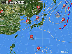 実況天気図(2024年08月22日)