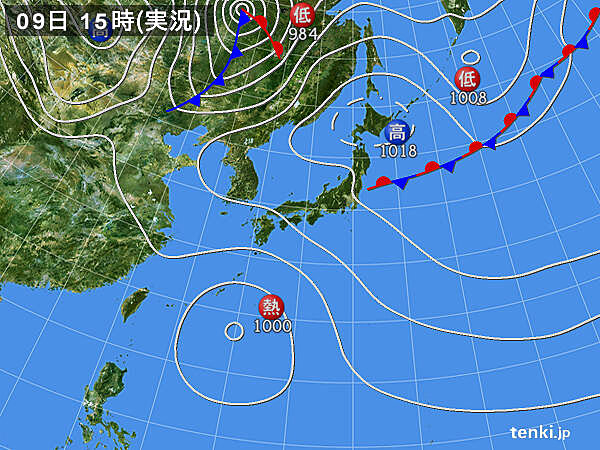 実況天気図(2024年09月09日)